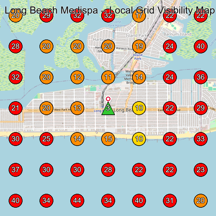 Long Beach Medispa GeoGrid visibility map for Medical Spa in Long Beach